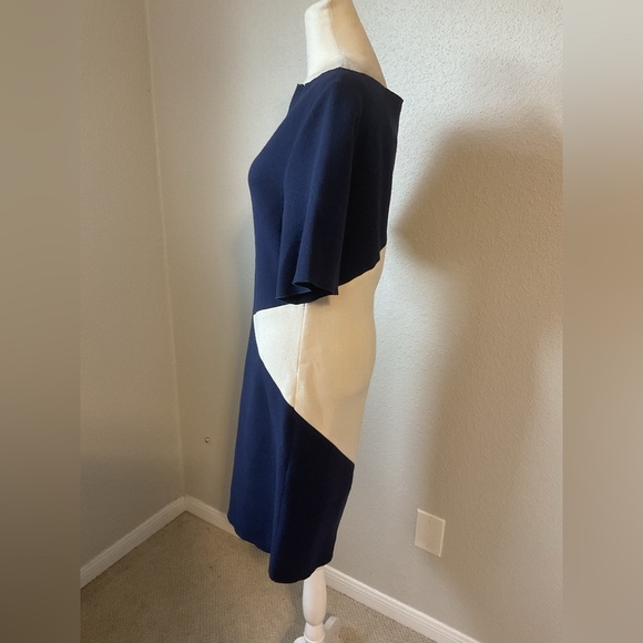 Roksanda Ilincic Blue White Wool Colorblock Sheath Dress Size US 4 - Picture 3 of 14